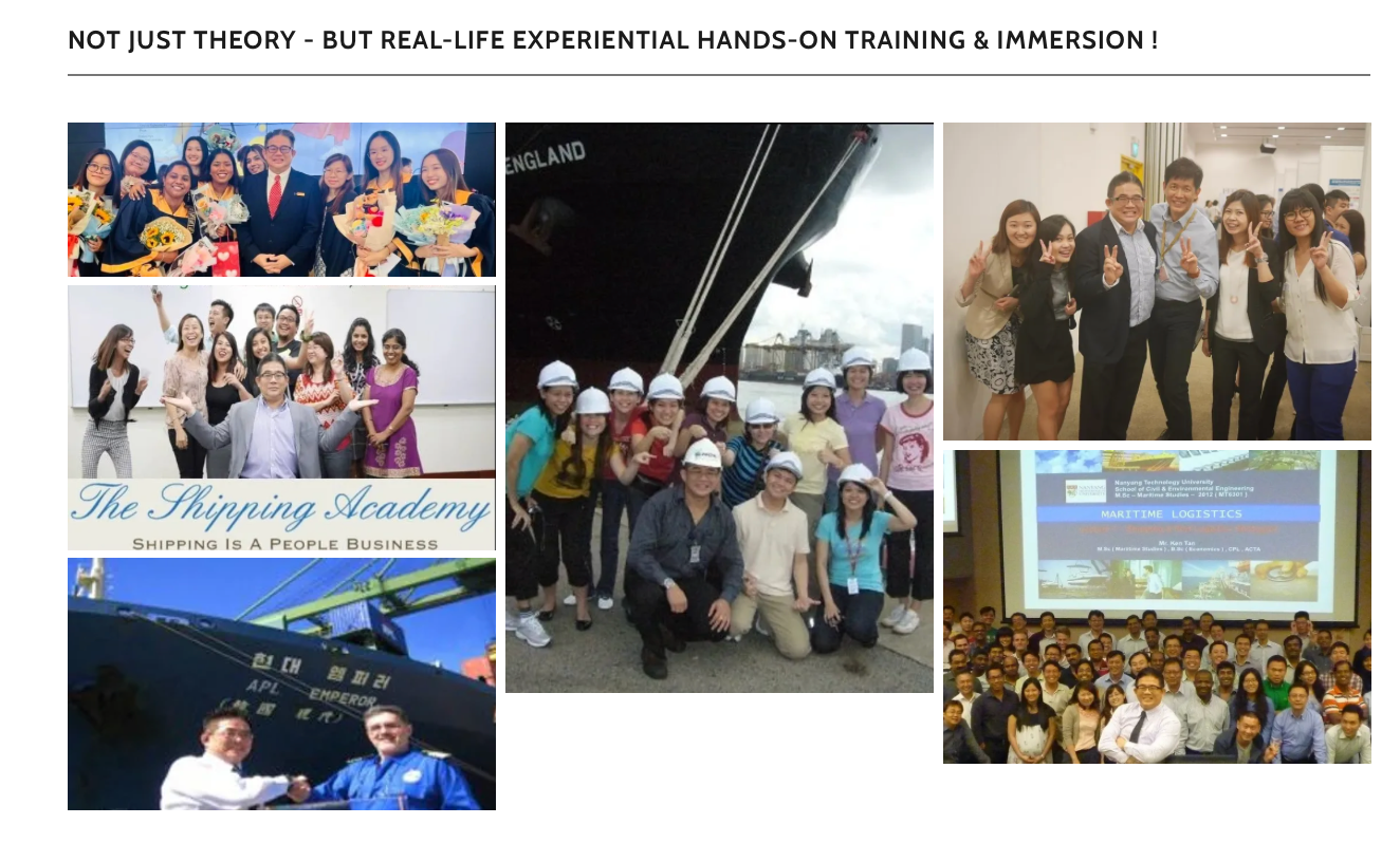 TSA training and immersion — group photos with participants at port visits, classroom sessions and graduation ceremonies
